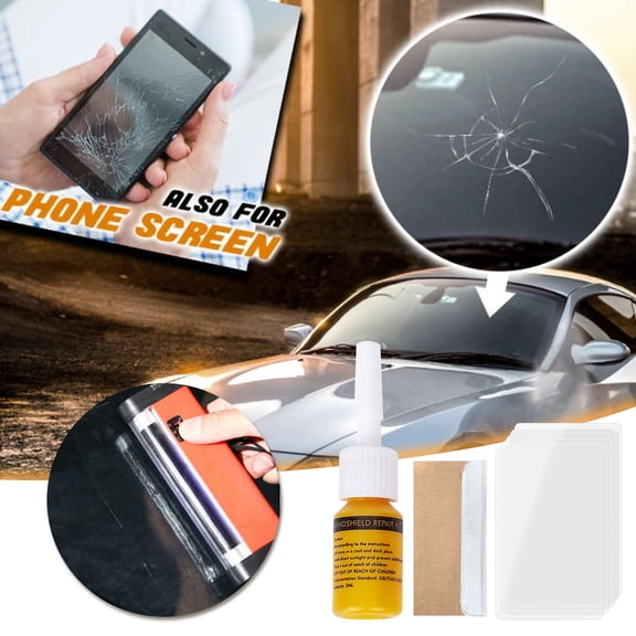 3ml Automotive Glass Repair Fluid, ZzCityTK Advanced Resin Windshield Crack Chip Repair Kit, Quick Fix Tool for Car Windows Furniture Mirrors with Scraper Cured Films