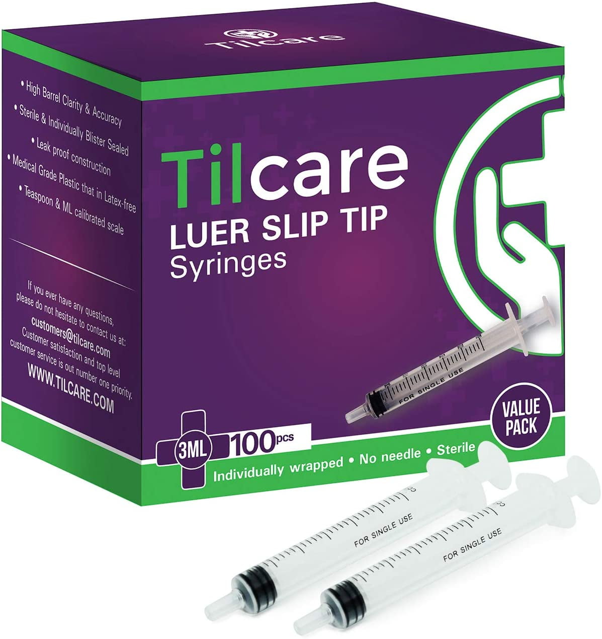 3ml Oral Dispenser Syringe with Cover 100 Pack by Tilcare Sterile