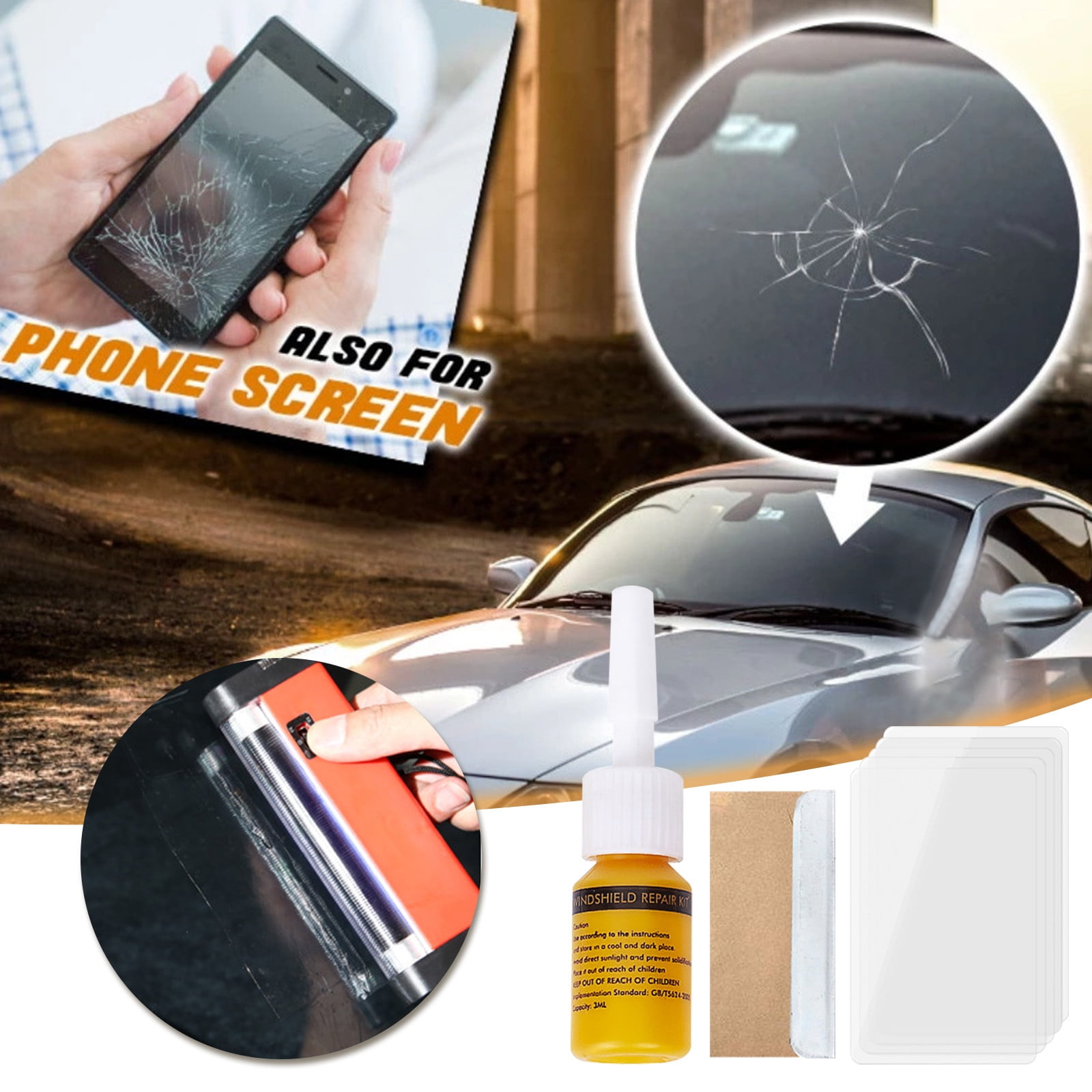 3ml Windshield Crack Repair Kit, Car Window Glass Liquid Repair Set, Automotive Nano Fluid Glass