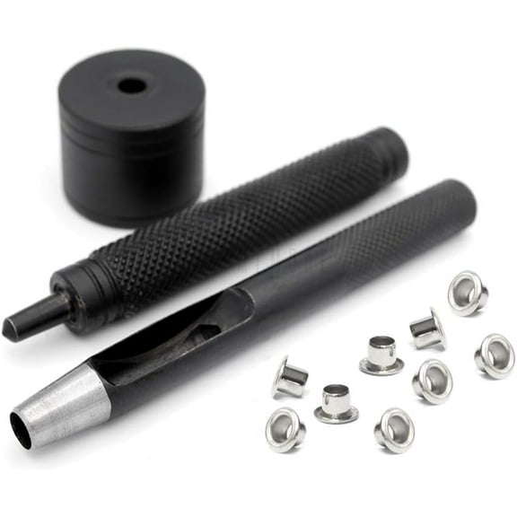 CRAFTME STUDIO 3mm Grommet Tool Kit, Eyelet Setting Tool with Hole Punch, Includes 100 Metal Grommets, Craft and Sewing Supply