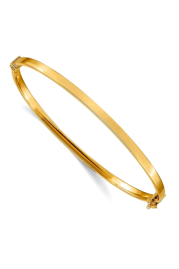 3mm 10k Solid Yellow Gold Hollow Polished Hinged Bangel Bracelet Link Bracelet for Women - 3.2 Grams