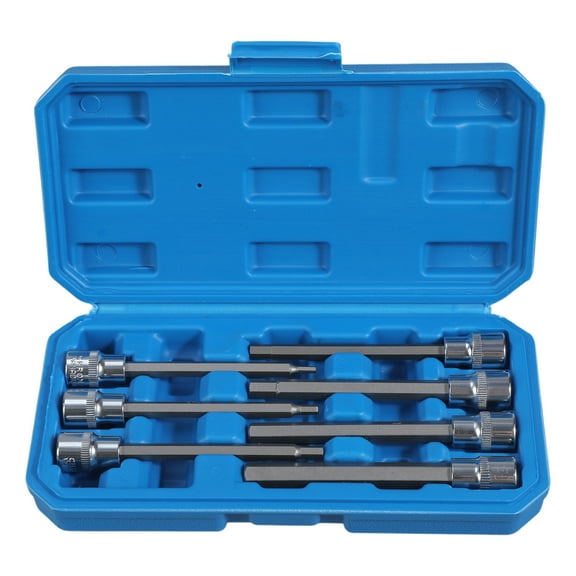 3mm -10mm Extra-Long Metric Standard Socket 7-Piece Set 3/8in Drive Hex Set with Storage for Case Hand Repair Tool