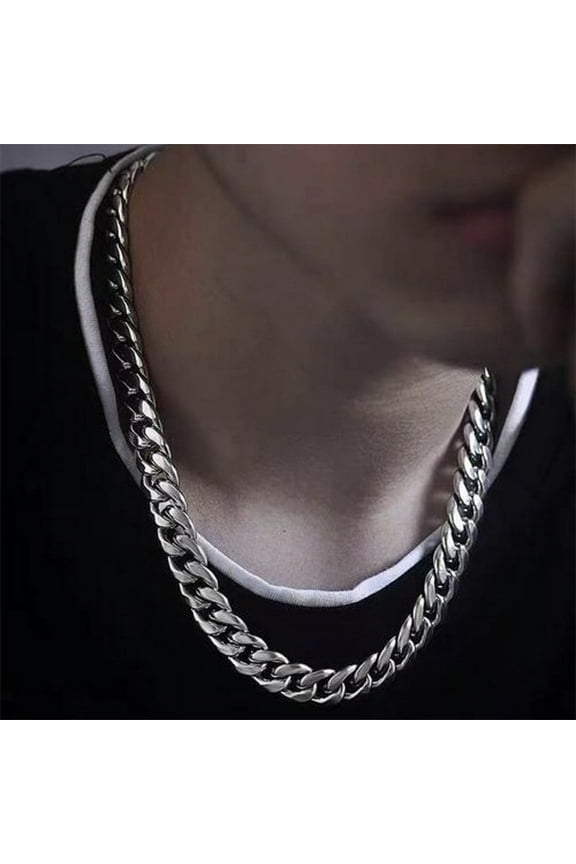 3mm-10mm Width 14K White Gold Cuban Link Chain Classic Curb Necklace Silver Color for Men Women Jewelry