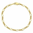 thumbnail image 1 of 3mm 14k Yellow Gold Plated Flat Figaro Chain Bracelet, 7 inches, 1 of 7