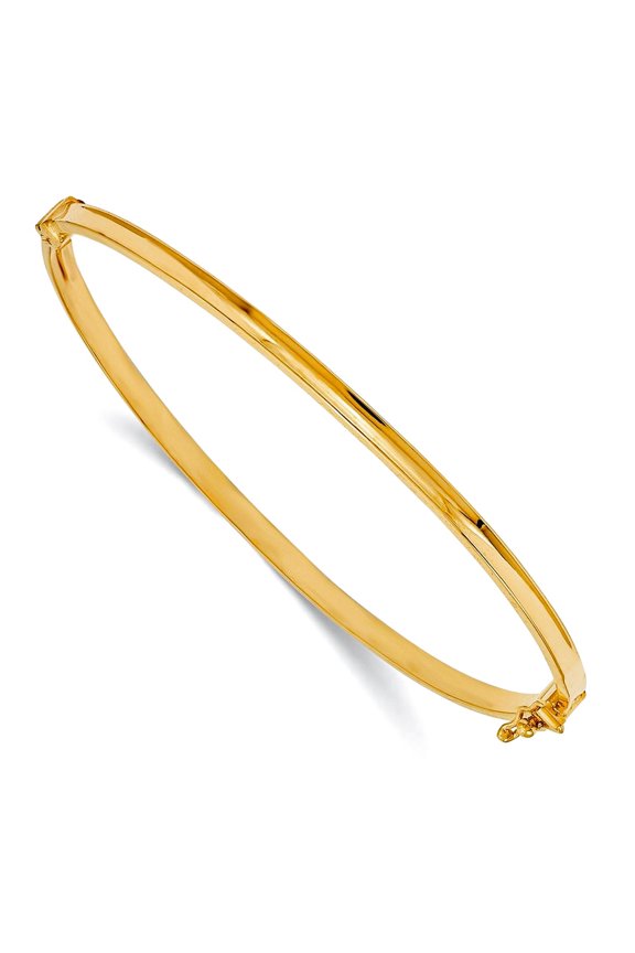3mm 14k Yellow Gold Polished Hinged Bangle Bracelet Cuff Bracelet for Women