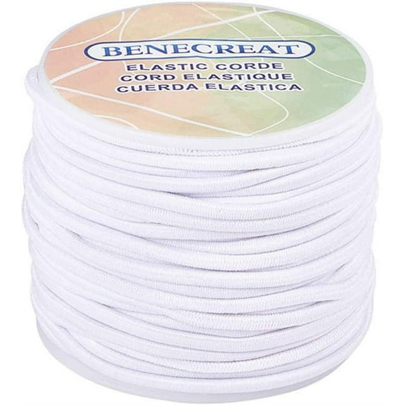 3mm 20 Yard Elastic Cord Stretch Thread Beading Cord Fabric Crafting String (3mm White)