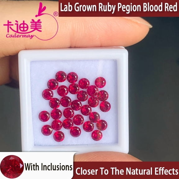 3mm 20pcs Pigeon Blood Red Lab Grown Ruby Loose Gemstones With Inclusions Round Shape Meele Stone For Inlaid Fine Jewelry Making DIY