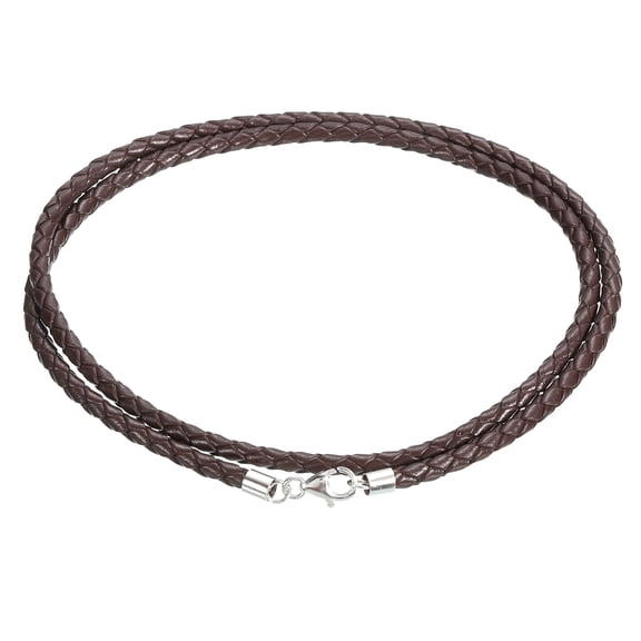 3mm & 22 Inch Braided Necklace String Rope with 925 Sterling Silver Clasp for Jewelry Making Beading Supplies (Coffee)