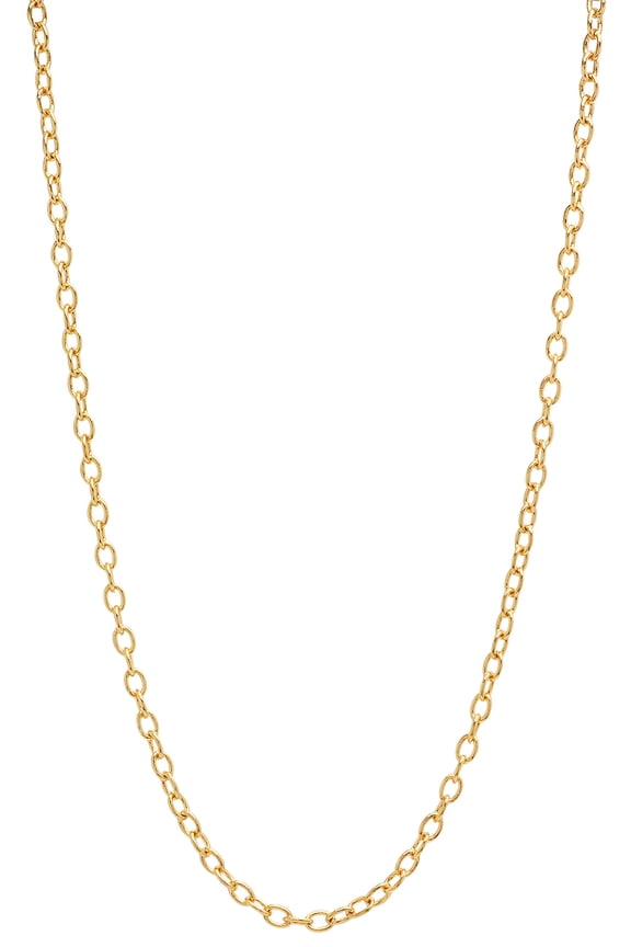 3mm 24k Yellow Gold Plated Cable Chain Necklace, 30 inches + Gift Box
