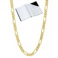 thumbnail image 1 of 3mm 24k Yellow Gold Plated Flat Figaro Chain Necklace, 24 inches, 1 of 7