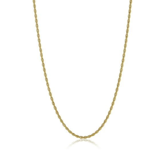 3mm 24k Yellow Gold Plated Stainless Steel Twisted Rope Chain Necklace, 30 inches + Gift Box