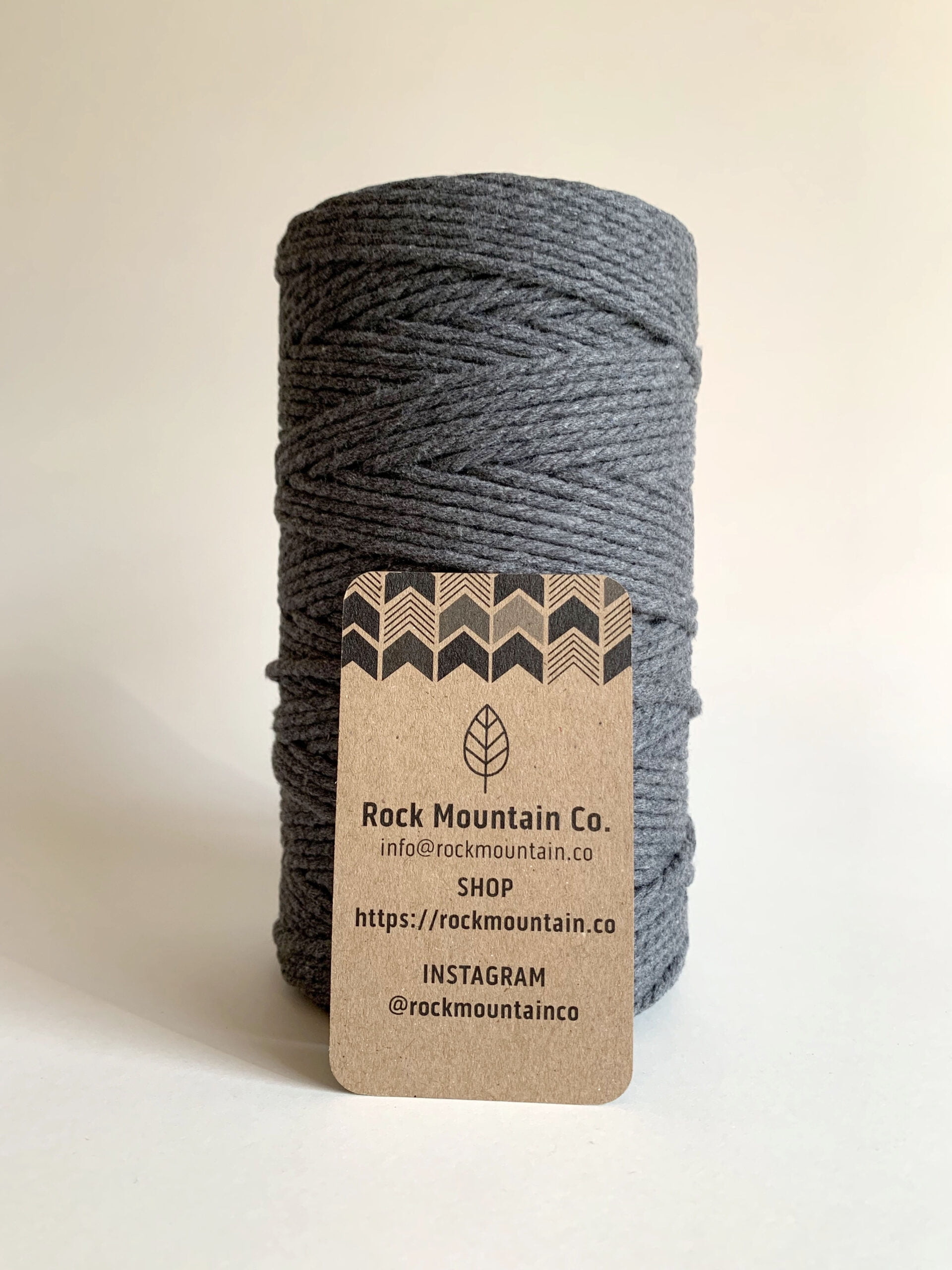 3mm 3 Strand Craft Rope Recycled Cotton Macrame Cord - Dark Gray