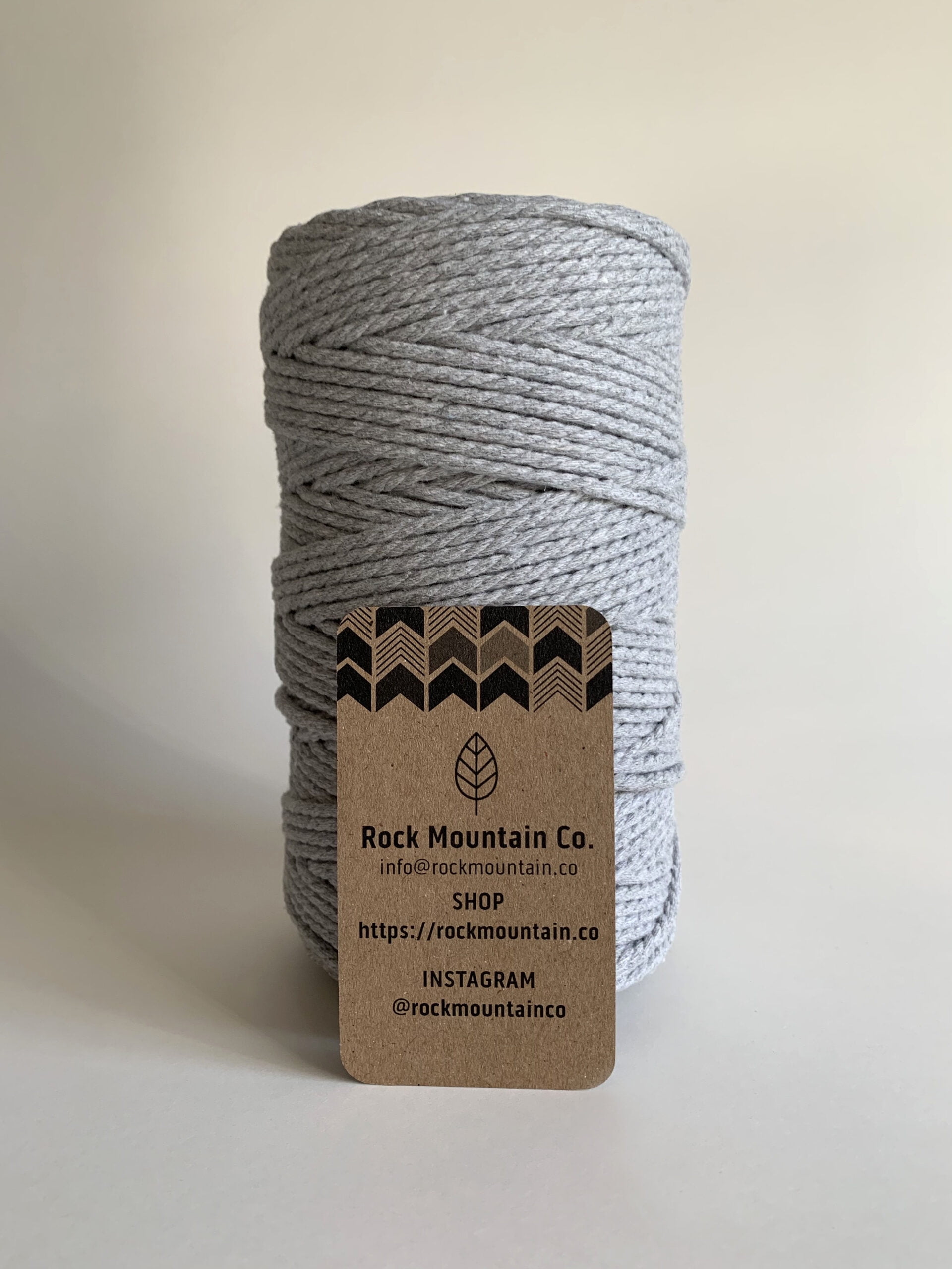 3mm 3 Strand Craft Rope Recycled Cotton Macrame Cord - Light Gray