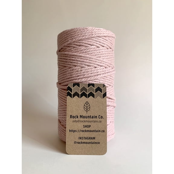 3mm 3 Strand Craft Rope Recycled Cotton Macrame Cord - Light Pink