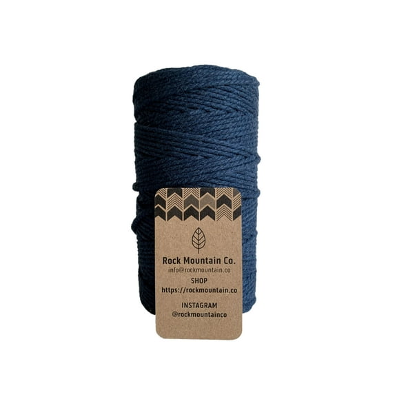 3mm 3 Strand Recycled Cotton Macrame Cord - Blue
