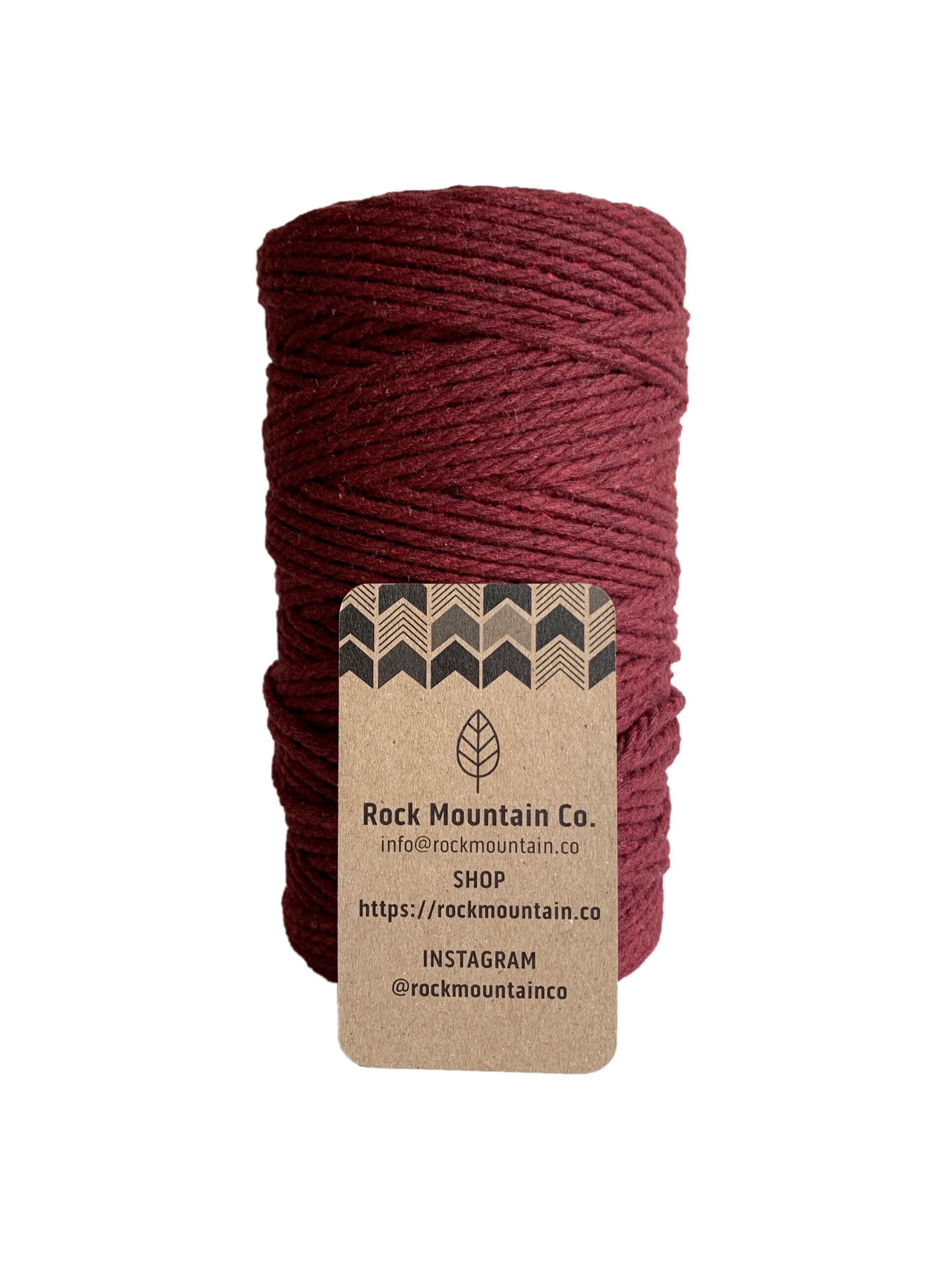 3mm 3 Strand Recycled Cotton Macrame Cord - Burgundy