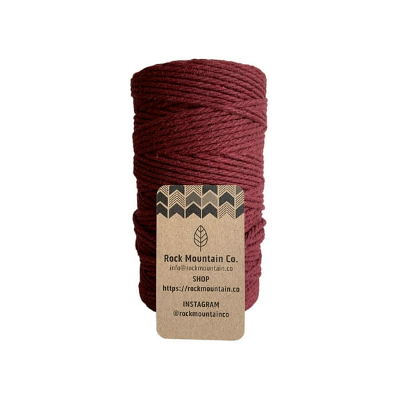 3mm 3 Strand Recycled Cotton Macrame Cord - Burgundy