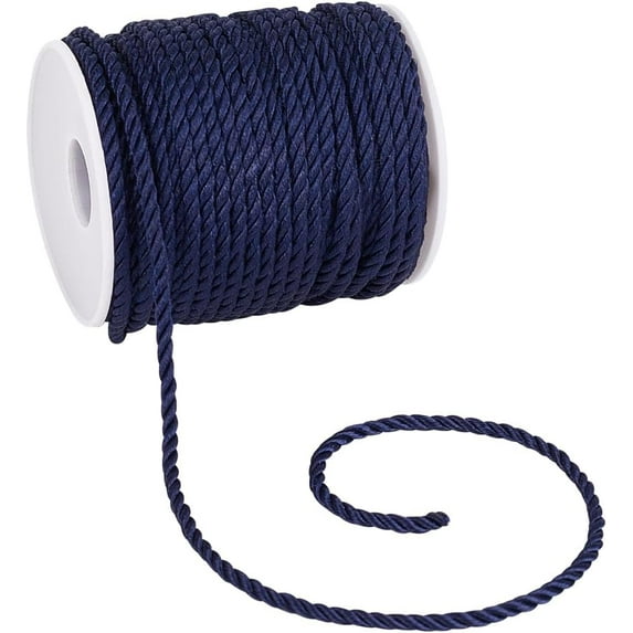 3mm 32 Yards Blue Cord Trim Window Bow Ties Crafts Rope Decorative Cords Graduation Honor Cords for Lampshade Clothing Handfasting Cord Wedding