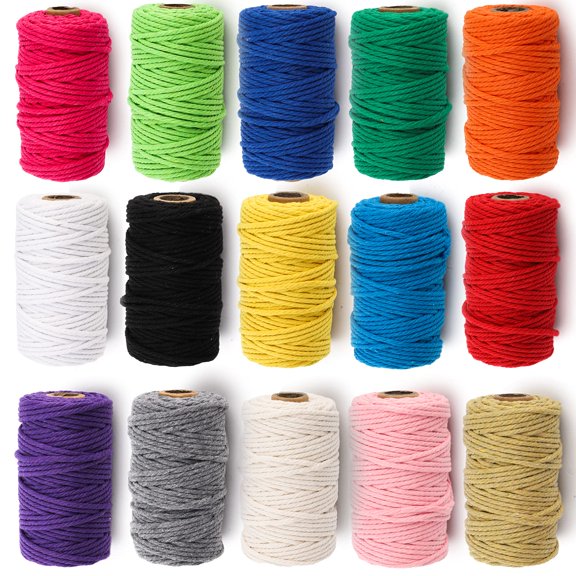 3mm 4-strand Twisted Macrame Cord, 15 Rolls 480 Total Yards, Craft & Plant Hanging String