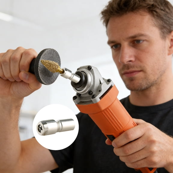 3mm & 6mm (1/8" & 1/4") Angle Grinder to Straight Grinder Adapter, Improved Straight Grindesr Chuck Adapter, Angle Grinder Attachments Conversion Kit for Metal/Wood/Stone Grind & Polish (1 Set 3mm)