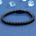 thumbnail image 1 of 3mm 7Inch 9Ct Lab Create Black Diamond Round Cut Men's Simple & Fancy Tennis Bracelet 14K Black Gold Plated, 1 of 3