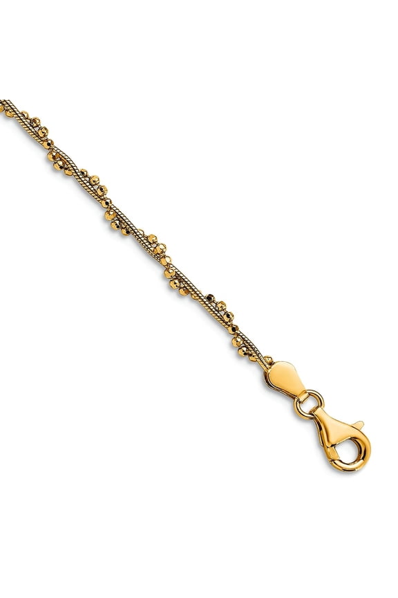 3mm 925 Sterling Silver Gold Plated Twisted Bead + 1in Extension Anklet 10 Inch Anklet for Women