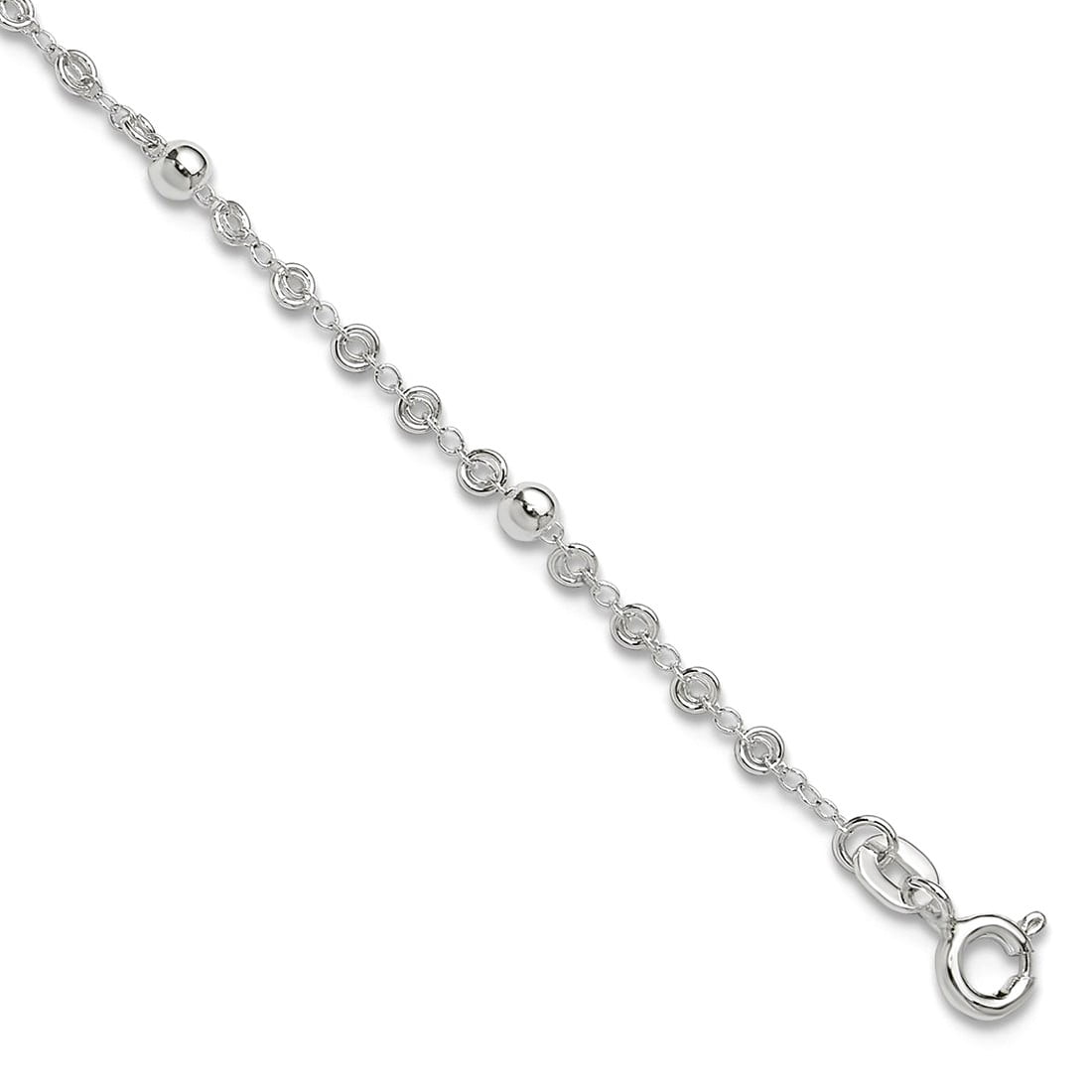3mm 925 Sterling Silver Plus 1in Extension Anklet 9 Inch Anklet for Women - 1.7 Grams