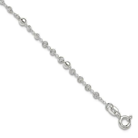3mm 925 Sterling Silver Plus 1in Extension Anklet 9 Inch Anklet for Women - 1.7 Grams