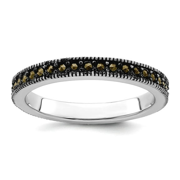 3mm 925 Sterling Silver Polished Stackable Marcasite Band Ring Size 8 Stackable Ring for Women and Men