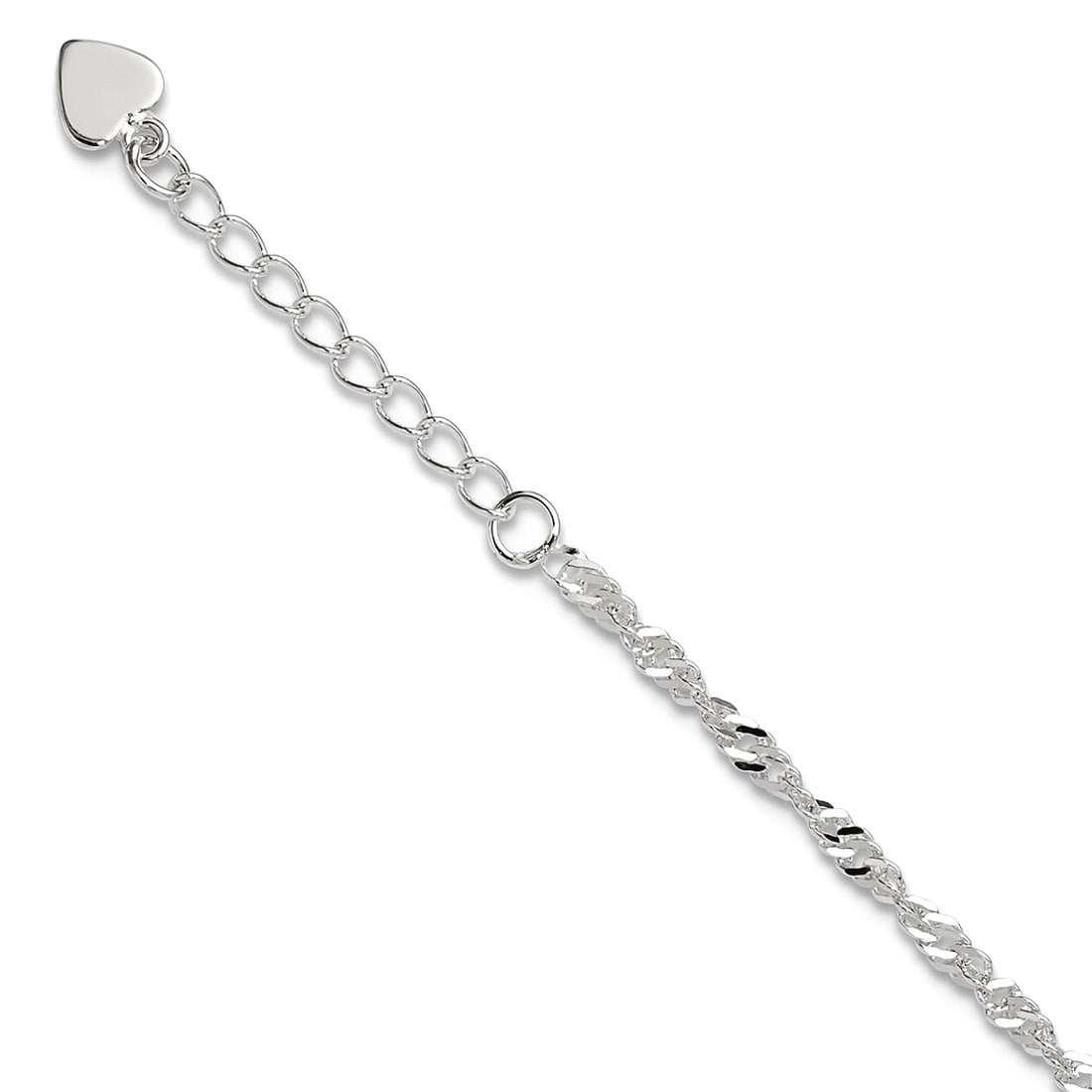 3mm 925 Sterling Silver Sparkle-Cut Polished With 1in Extension Anklet 10 Inch Anklet for Women