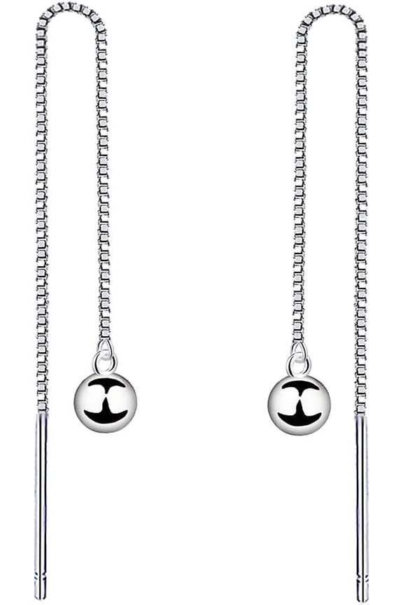 3mm Bead Premium Needle Threader Pull Through Ball Dangle Drop 925 Sterling Silver Earrings Women 7cm[g254]