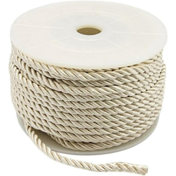 3mm Beige Twine Cord Rope Nylon Silk Rope Craft Twine Decorative Honer Trim Xmas Thread String Handfasting Satin Shiny Cord for Crafts Upholstery Curtain Graduation Home Decor DIY