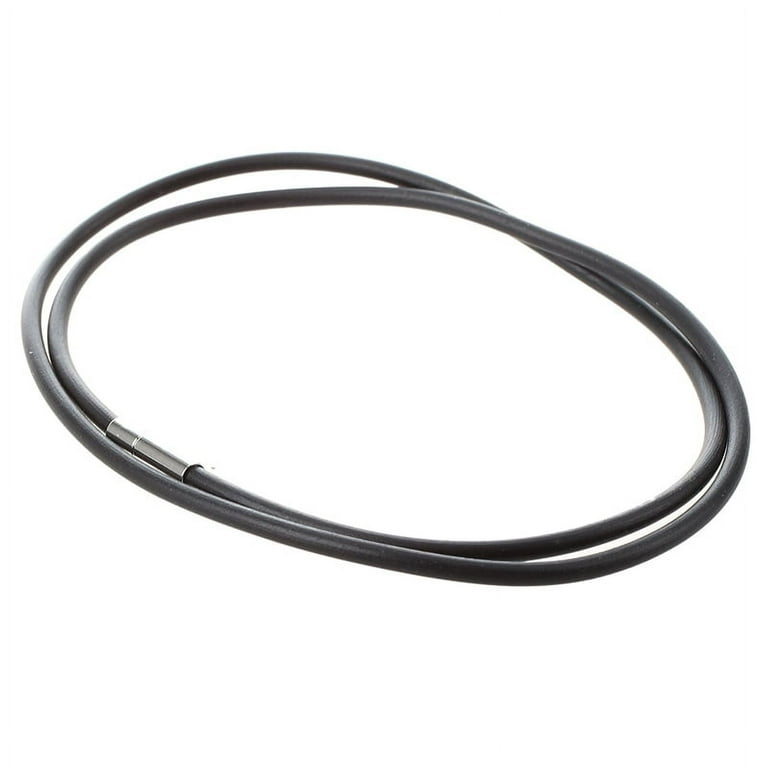 3mm Black Rubber Cord Necklace with Stainless Steel Closure 24