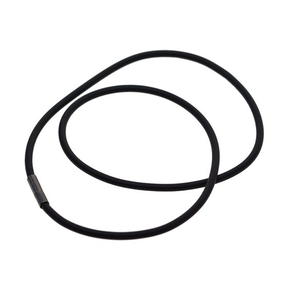 3mm Black Rubber Necklace Rope With Copper Chain Link - Black, 45cm 50cm