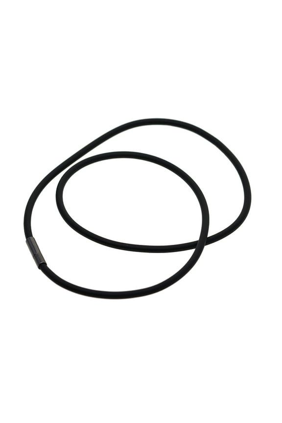 3mm Black Rubber Necklace Rope With Copper Chain Link - Black, 45cm 50cm
