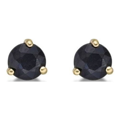 3mm Blue Sapphire Round Stud Earrings for Women in 14k Yellow Gold with 3-Prong Martini September Birthstone Jewelry by Lavari Jewelers