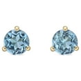 thumbnail image 1 of 3mm Blue Topaz Round Stud Earrings for Women in 14k Yellow Gold with 3-Prong Martini November Birthstone Jewelry by Lavari Jewelers, 1 of 4