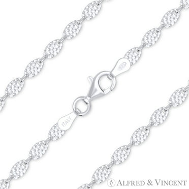 3mm Cactus Link Textured Flat Link Italian Chain Anklet in .925 Sterling Silver