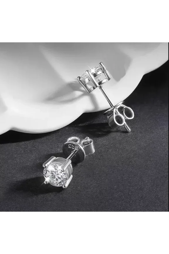 "3mm Certified D Color Moissanite Stud Earrings | Unisex | 925 Sterling Silver"