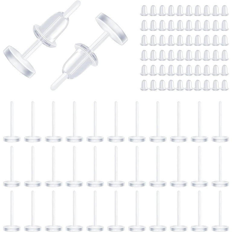 3mm Clear Earrings for Sports, Invisible Plastic Earrings Stud