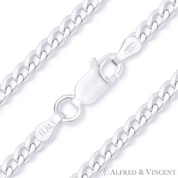 3mm Cuban / Curb Link Italian Chain Anklet in .925 Sterling Silver