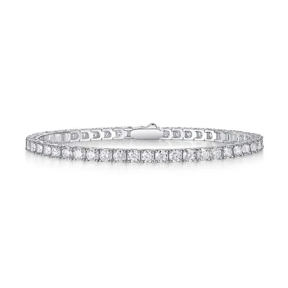 3mm D Color Moissanite Tennis Chain Bracelet 925 Sterling Silver Spring Buckle-Multiple Size Options