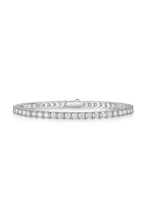 3mm D Color Moissanite Tennis Chain Bracelet 925 Sterling Silver Spring Buckle-Multiple Size Options