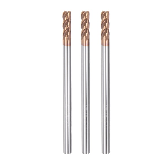3mm Dia 3mm Straight Shank HRC50 Carbide AlTiN Coated 4 Flute Square End Mill 3pcs