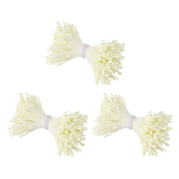 3mm Double Head Flower Stamen 1020 Pcs Artificial Floral Stamens, Cream White