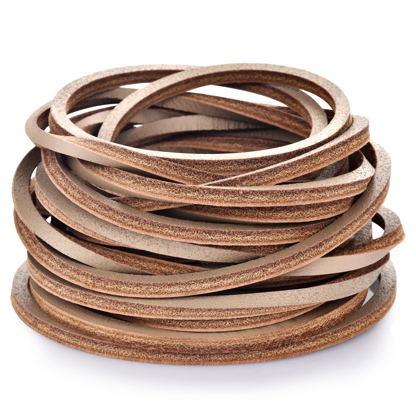 LolliBeads (TM) 3mm Flat Genuine Leather Strip Cord Braiding String Dark  Brown Espresso (5 Yards) 3mm_5yards Flat_dark_brown