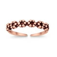 thumbnail image 1 of 3mm - Flowers Toe Band Ring 925 Sterling Silver Thin Adjustable Stylish Rings for Women, 1 of 5