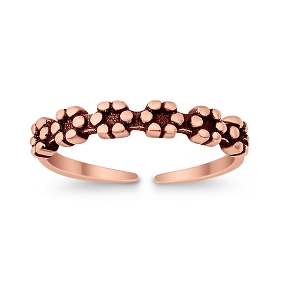 3mm - Flowers Toe Band Ring 925 Sterling Silver Thin Adjustable Stylish Rings for Women