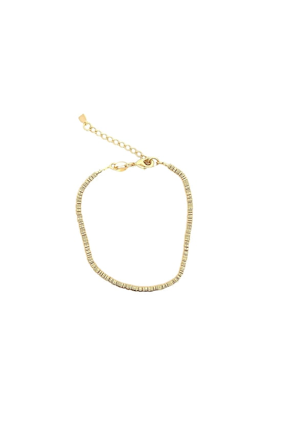 3mm Gold Flat Disc Bracelet (I591)