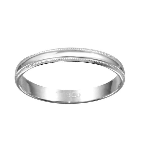 3mm Half Round Dome Milgrain Edged Design Sterling Silver Wedding Band Ring